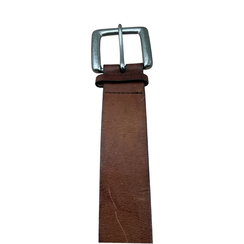 Old Navy Mens Brown Genuine Italian Leather Belt Solid Brass Buckle USA‎ Made M